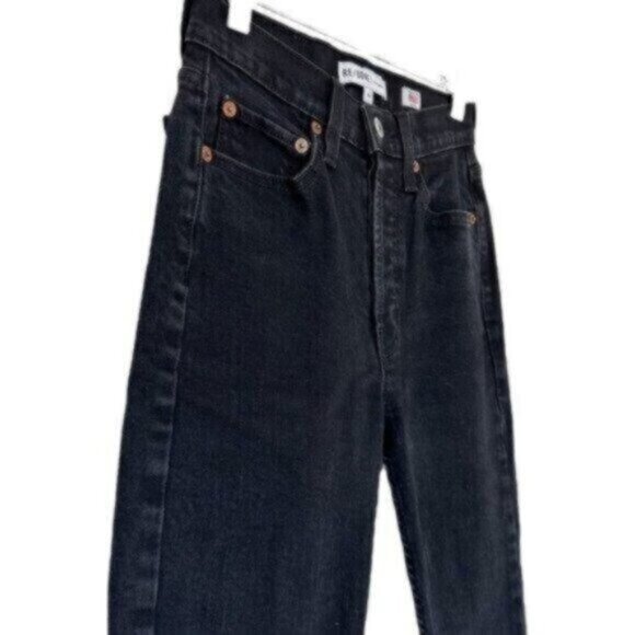 RE/DONE 90s Originals High Rise Black Ankle Crop Skinny Jeans Size 25 - Picture 4 of 12